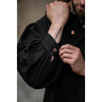 Imagen del producto Camisa medieval con cordones Georg de cuello alto negro jaspeado