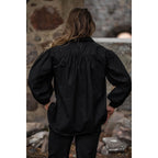 Imagen del producto Camisa medieval con cordones Georg de cuello alto negro jaspeado