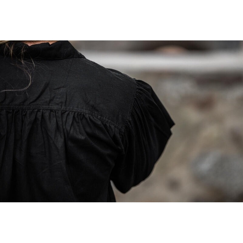 Imagen del producto Camisa medieval con cordones Georg de cuello alto negro jaspeado