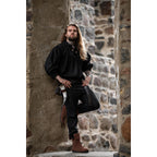 Imagen del producto Camisa medieval con cordones Georg de cuello alto negro jaspeado