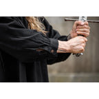 Imagen del producto Camisa medieval con cordones Georg de cuello alto negro jaspeado