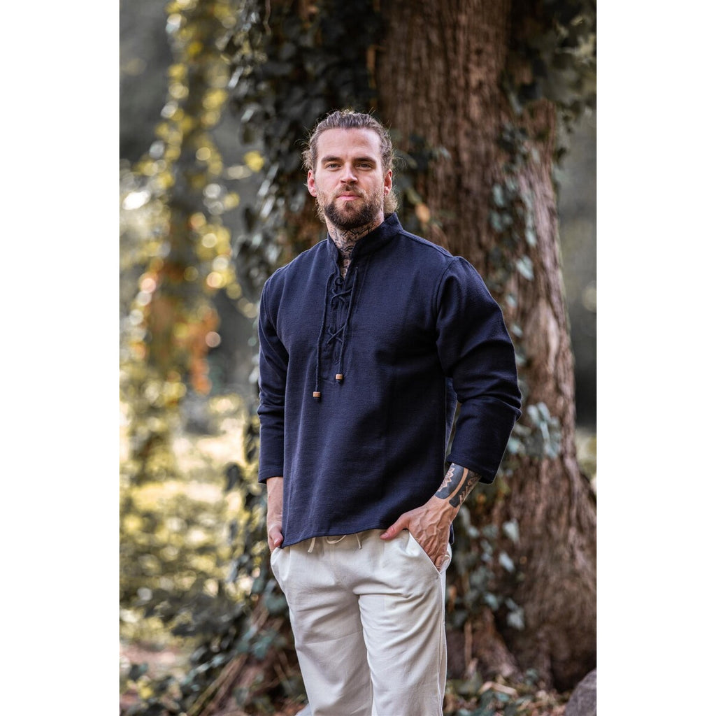 Imagen del producto Camisa medieval de algodón Ingolf tejida a mano negra