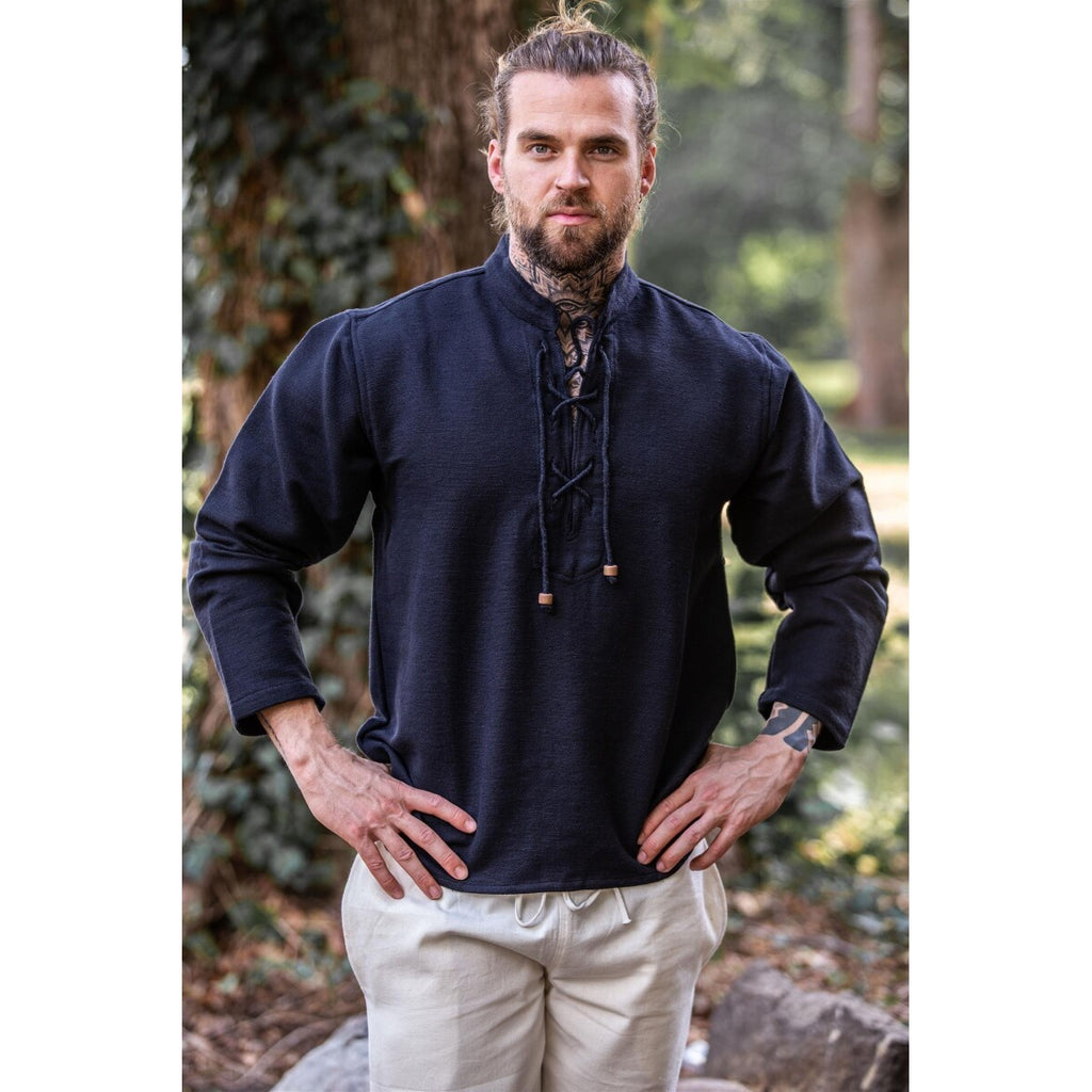 Imagen del producto Camisa medieval de algodón Ingolf tejida a mano negra