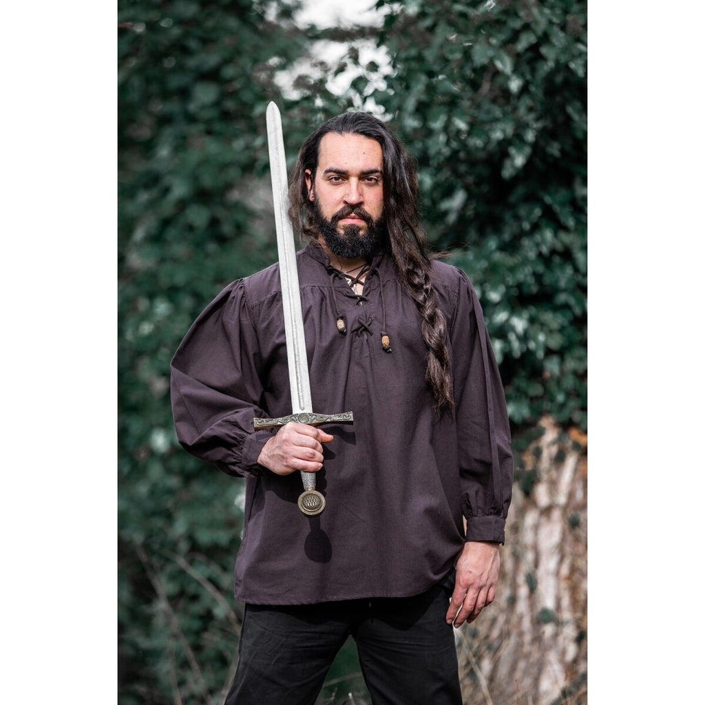 Imagen del producto Camisa medieval con cordones y cuello alto Friedrich marrón