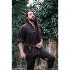 Imagen del producto Camisa medieval con cordones y cuello alto Friedrich marrón
