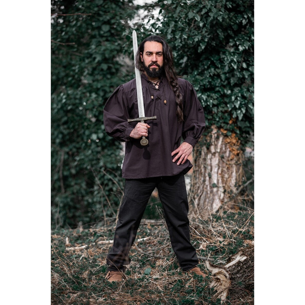 Imagen del producto Camisa medieval con cordones y cuello alto Friedrich marrón