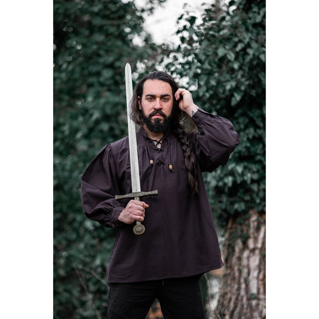 Imagen del producto Camisa medieval con cordones y cuello alto Friedrich marrón
