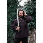 Imagen del producto Camisa medieval con cordones y cuello alto Friedrich marrón