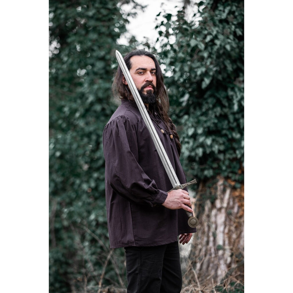Imagen del producto Camisa medieval con cordones y cuello alto Friedrich marrón