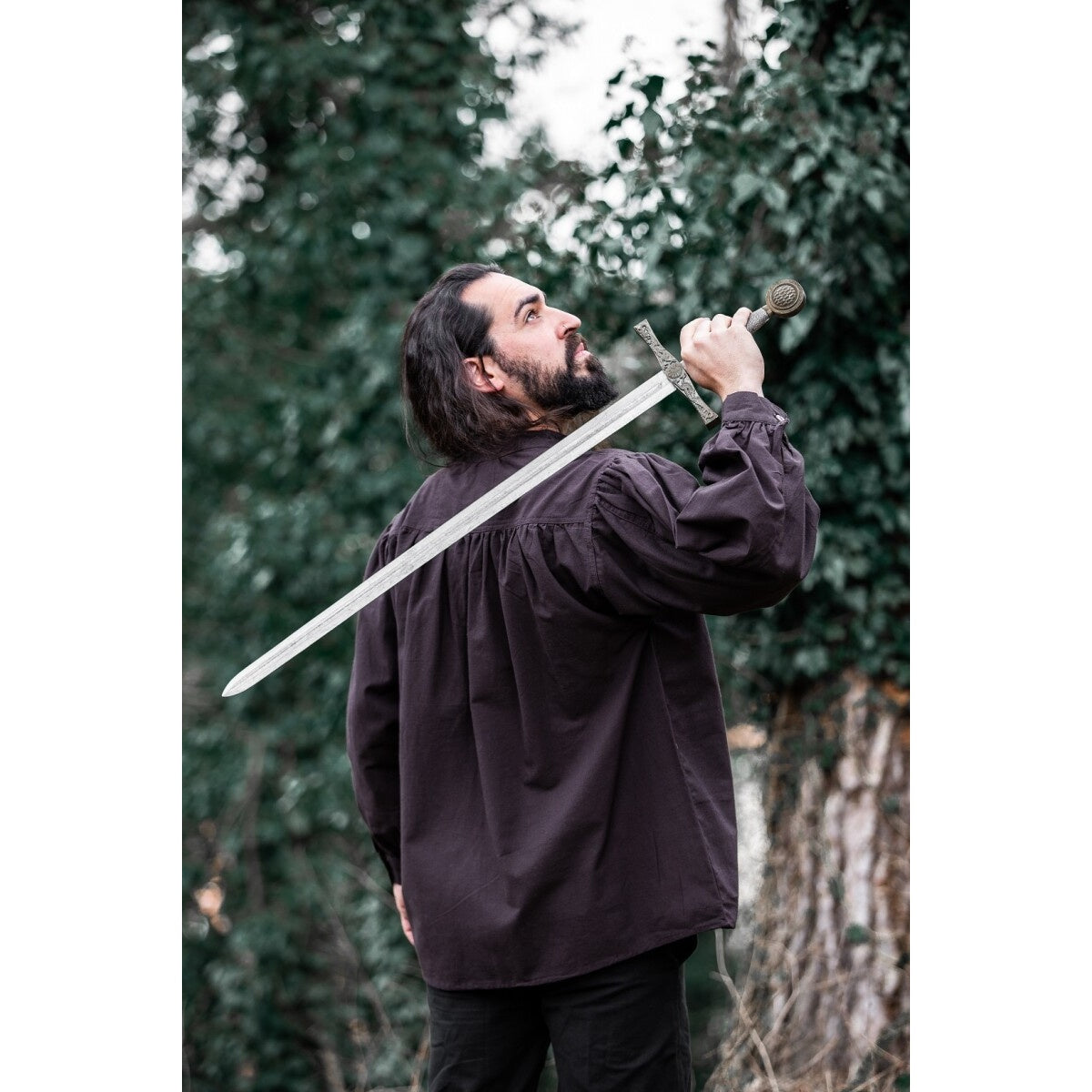 Imagen del producto Camisa medieval con cordones y cuello alto Friedrich marrón