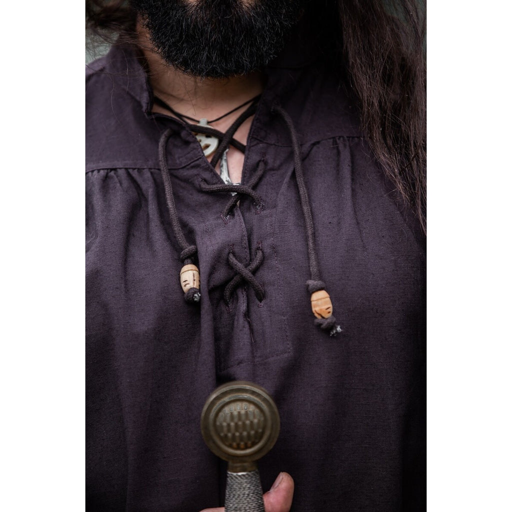 Imagen del producto Camisa medieval con cordones y cuello alto Friedrich marrón