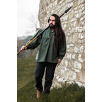 Imagen del producto Camisa medieval con cuello alto y cordones Friedrich verde