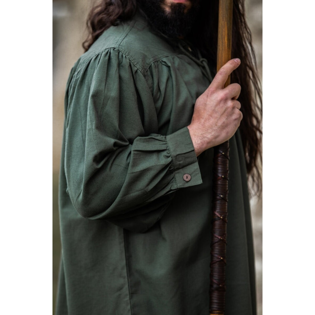 Imagen del producto Camisa medieval con cuello alto y cordones Friedrich verde
