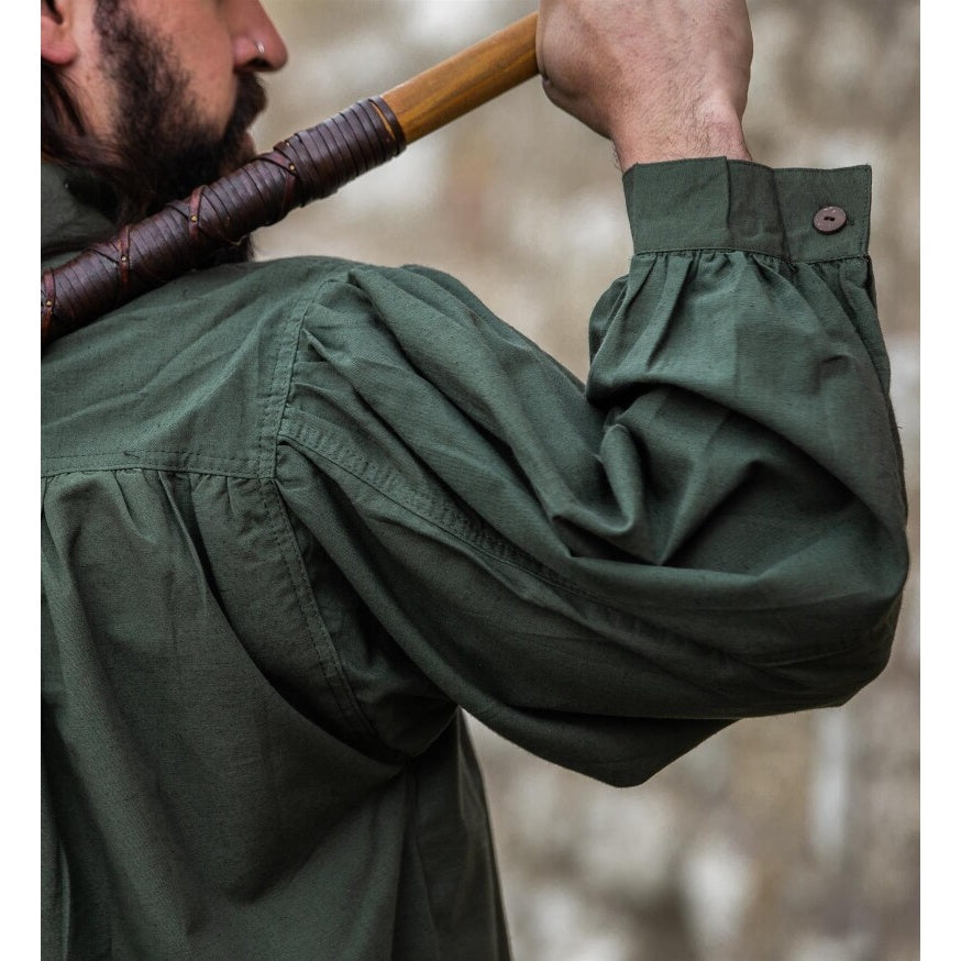 Imagen del producto Camisa medieval con cuello alto y cordones Friedrich verde