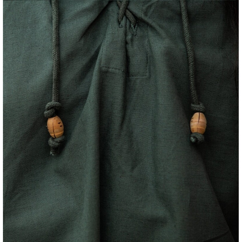 Imagen del producto Camisa medieval con cuello alto y cordones Friedrich verde