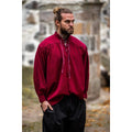Imagen del producto Camisa medieval con cuello alto y cordones Friedrich rojo burdeos