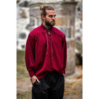 Imagen del producto Camisa medieval con cuello alto y cordones Friedrich rojo burdeos