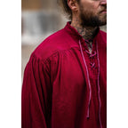 Imagen del producto Camisa medieval con cuello alto y cordones Friedrich rojo burdeos