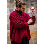 Imagen del producto Camisa medieval con cuello alto y cordones Friedrich rojo burdeos