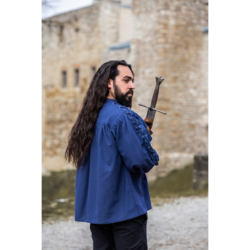 Imagen del producto Camisa medieval con cordones y ojales Adrian azul