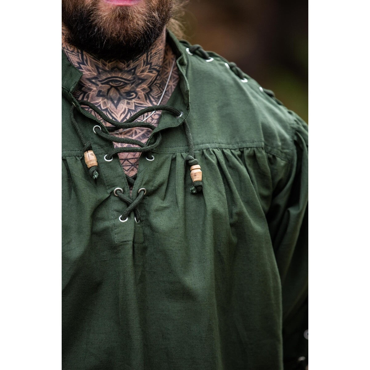 Product image Medieval lace-up shirt with eyelets Adrian green