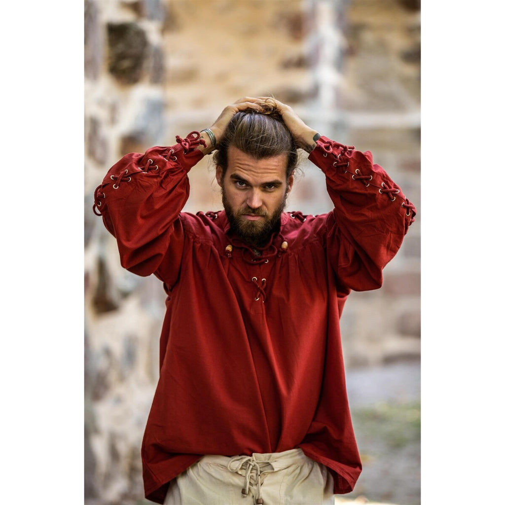 Imagen del producto Camisa medieval con cordones y ojales Adrian roja