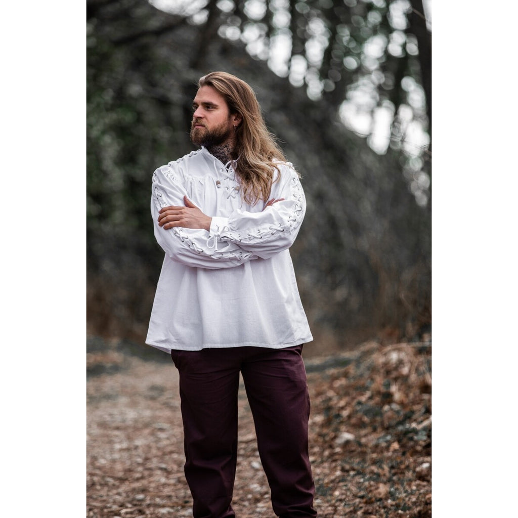 Imagen del producto Camisa medieval con cordones y ojales Adrian blanca