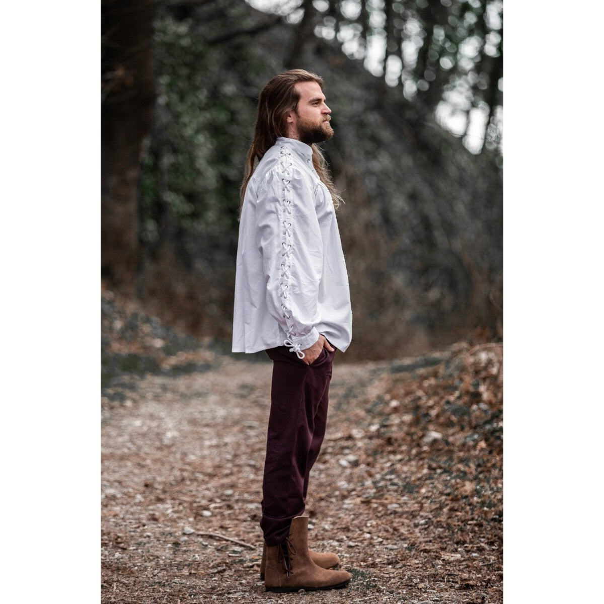 Imagen del producto Camisa medieval con cordones y ojales Adrian blanca