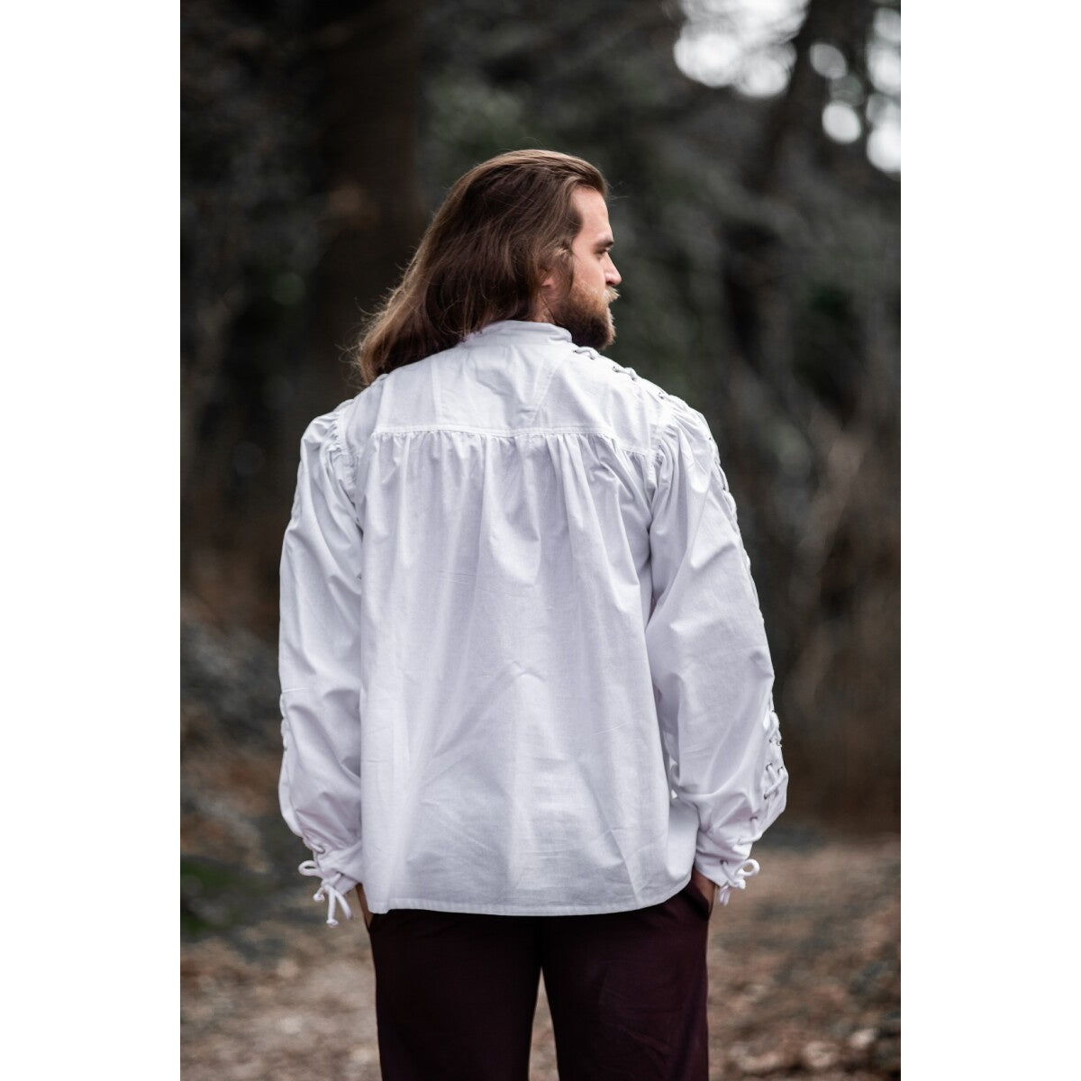 Imagen del producto Camisa medieval con cordones y ojales Adrian blanca