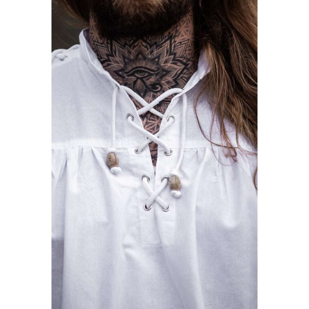 Imagen del producto Camisa medieval con cordones y ojales Adrian blanca