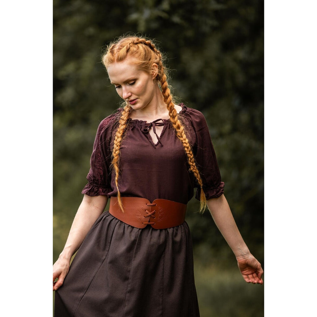 Imagen del producto Blusa medieval de manga corta Sandra marrón oscuro