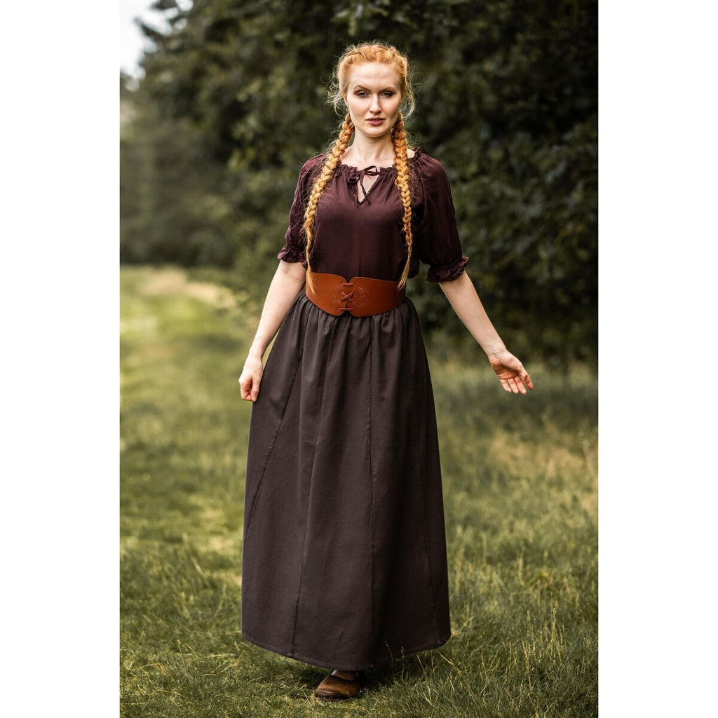 Imagen del producto Blusa medieval de manga corta Sandra marrón oscuro