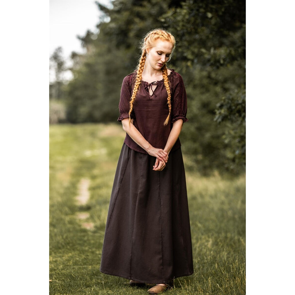 Imagen del producto Blusa medieval de manga corta Sandra marrón oscuro