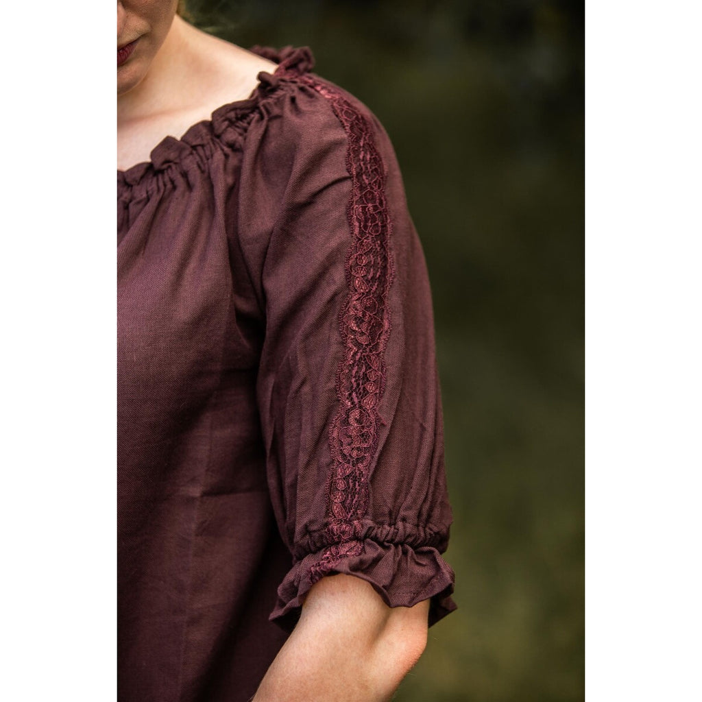 Imagen del producto Blusa medieval de manga corta Sandra marrón oscuro
