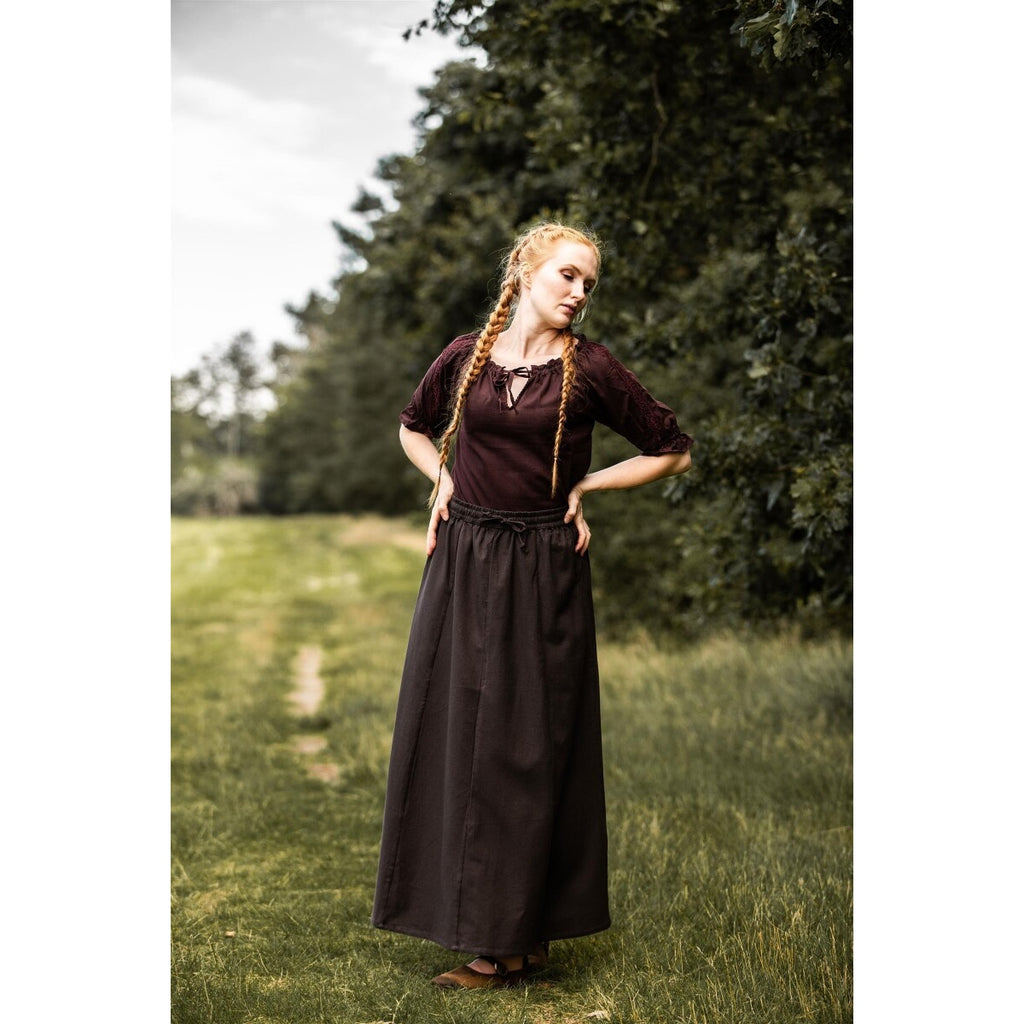 Imagen del producto Blusa medieval de manga corta Sandra marrón oscuro