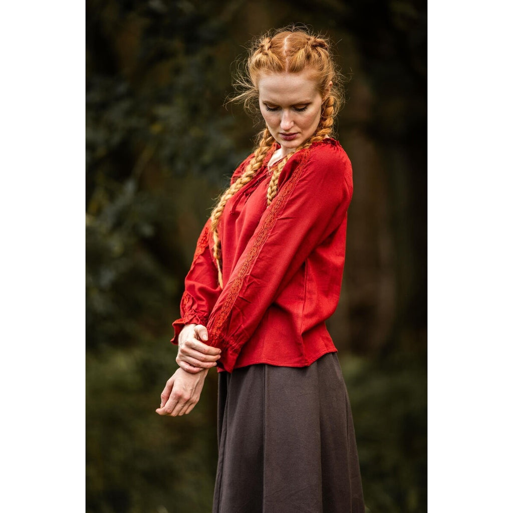 Imagen del producto Blusa medieval con encaje Bettina roja