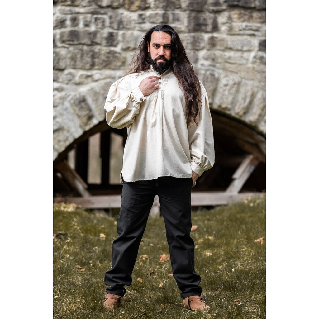 Imagen del producto Camisa medieval con jaretas y botones de madera Oswald beige