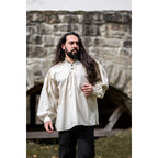 Imagen del producto Camisa medieval con jaretas y botones de madera Oswald beige