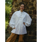 Product image Medieval pintuck shirt with wooden buttons Oswald white