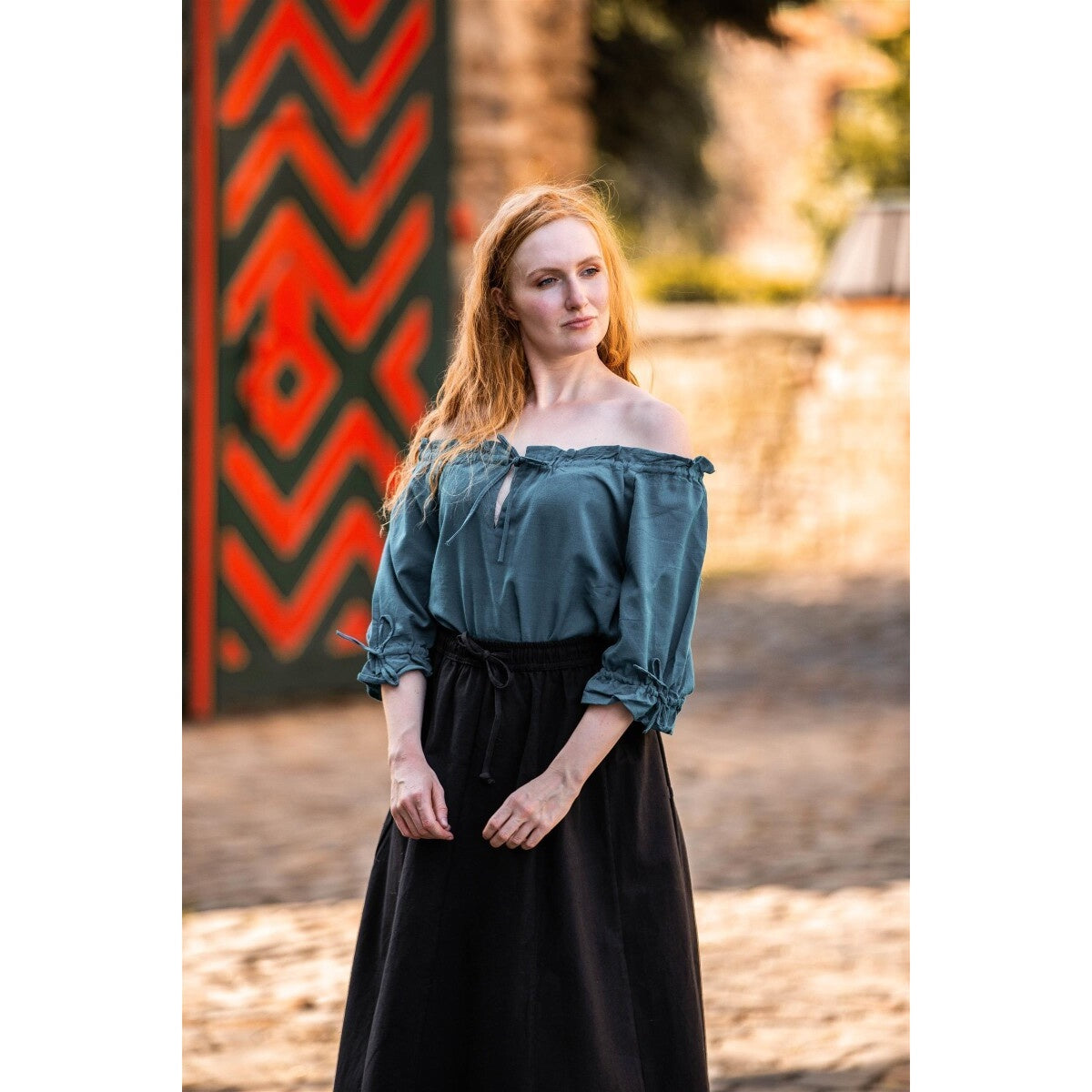 Imagen del producto Blusa medieval de manga corta Vera azul