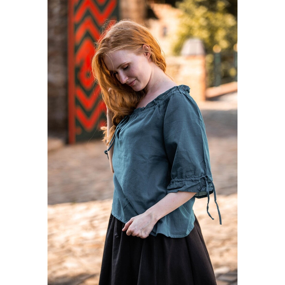 Imagen del producto Blusa medieval de manga corta Vera azul