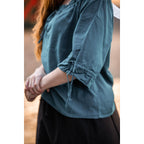Imagen del producto Blusa medieval de manga corta Vera azul