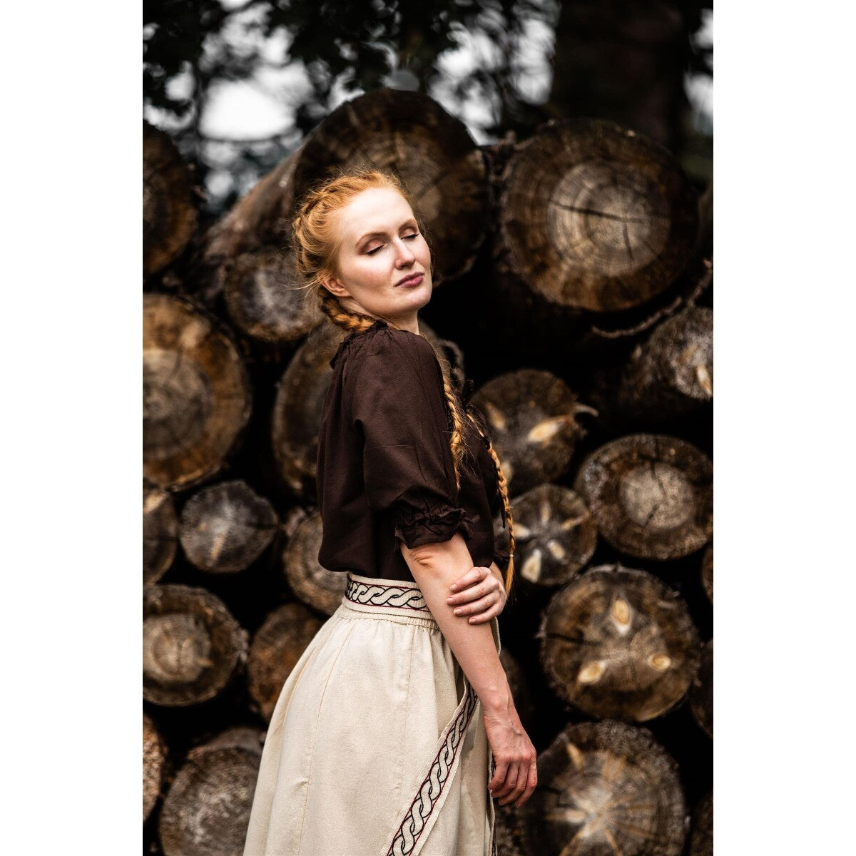 Imagen del producto Blusa medieval de manga corta Vera marrón oscuro