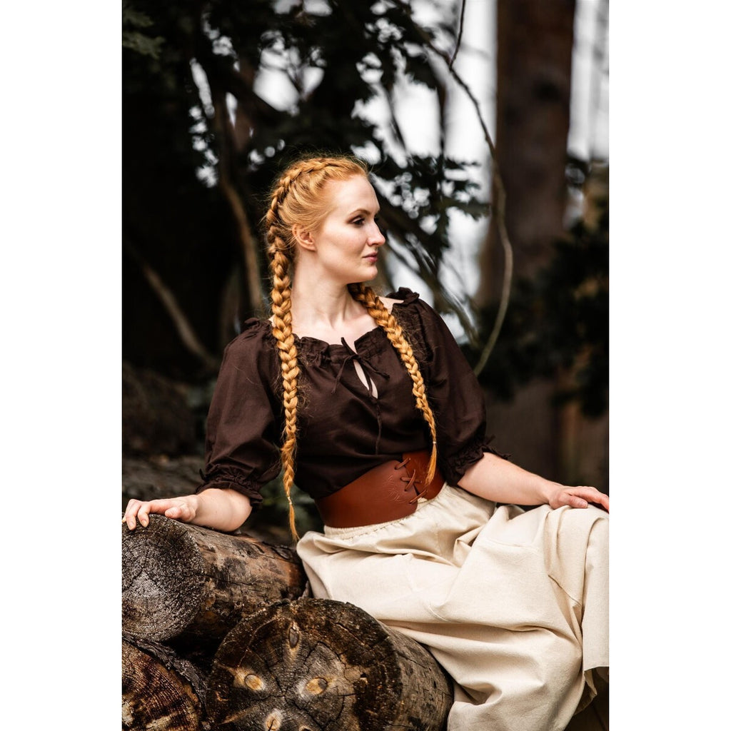 Imagen del producto Blusa medieval de manga corta Vera marrón oscuro