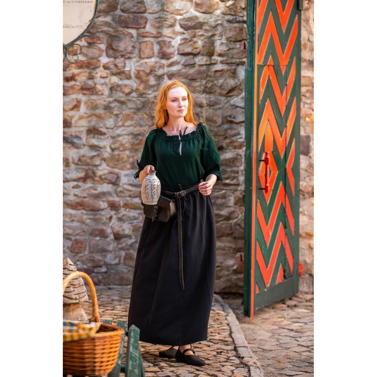 Imagen del producto Blusa medieval de manga corta Vera verde