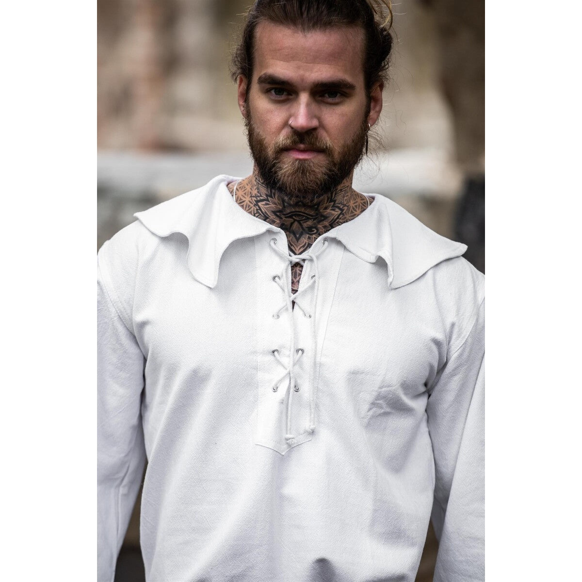 Imagen del producto Camisa medieval de cuello redondo Athos blanca