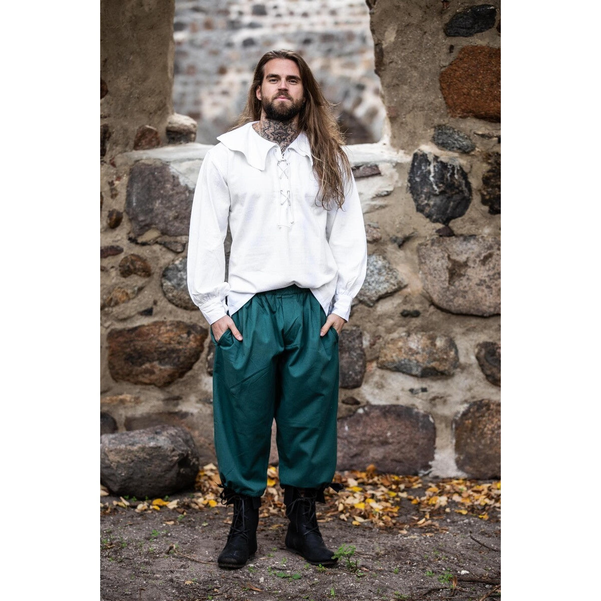 Imagen del producto Camisa medieval de cuello redondo Athos blanca