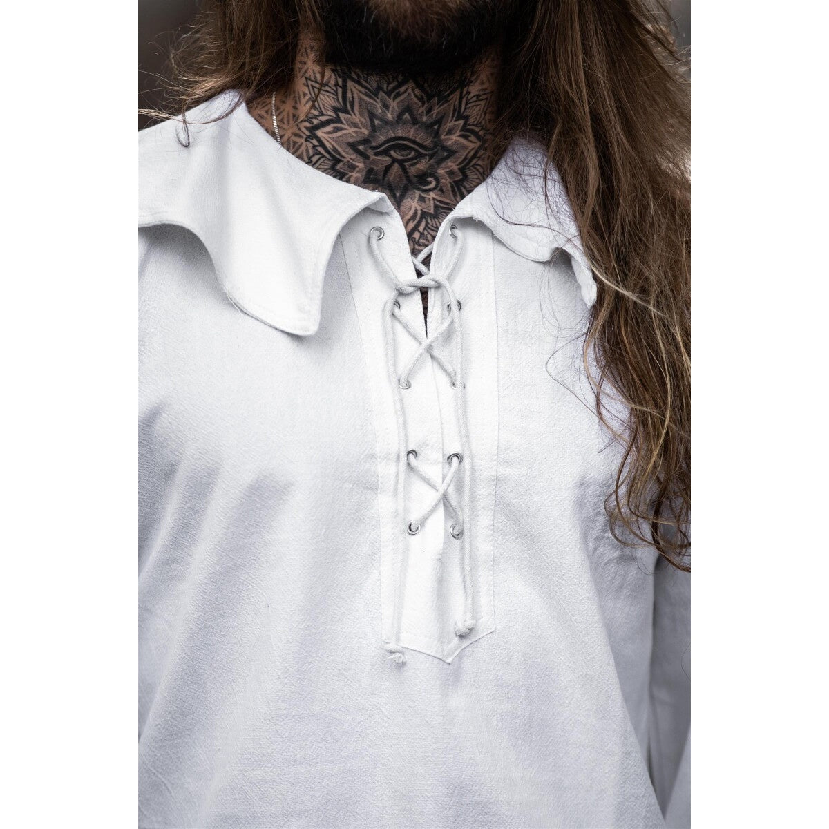 Imagen del producto Camisa medieval de cuello redondo Athos blanca