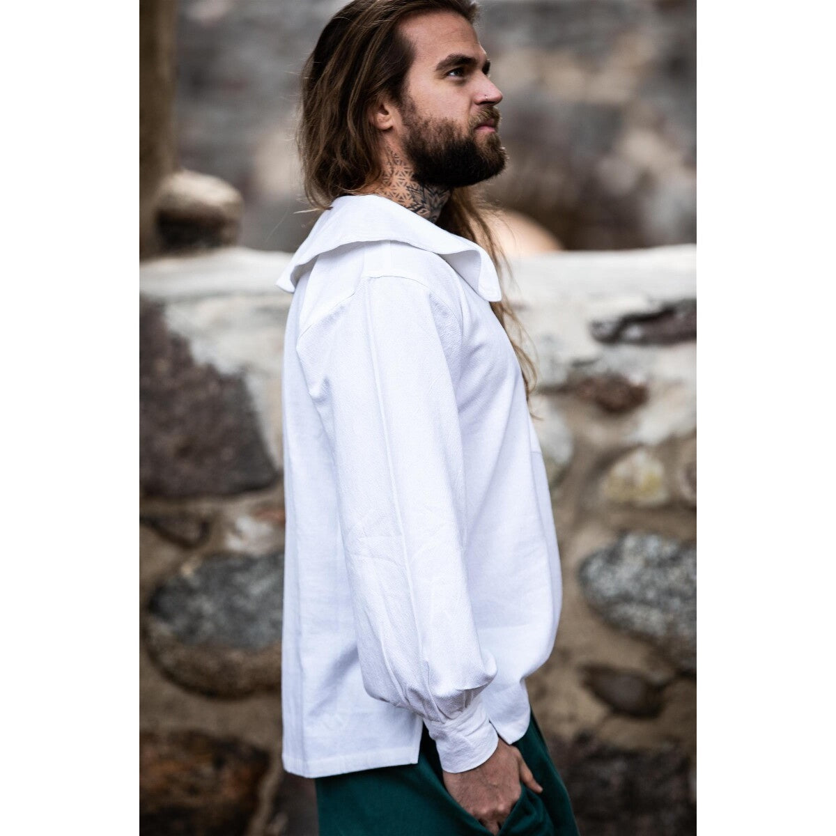 Imagen del producto Camisa medieval de cuello redondo Athos blanca