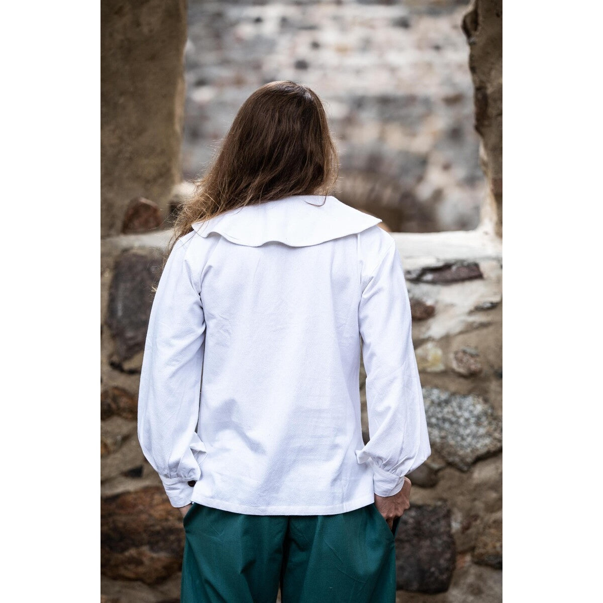 Imagen del producto Camisa medieval de cuello redondo Athos blanca
